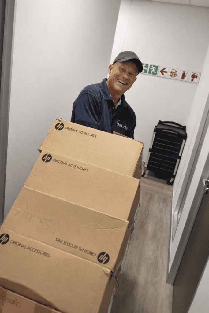 Efficient movers handling boxes for professional relocation services in South Africa.